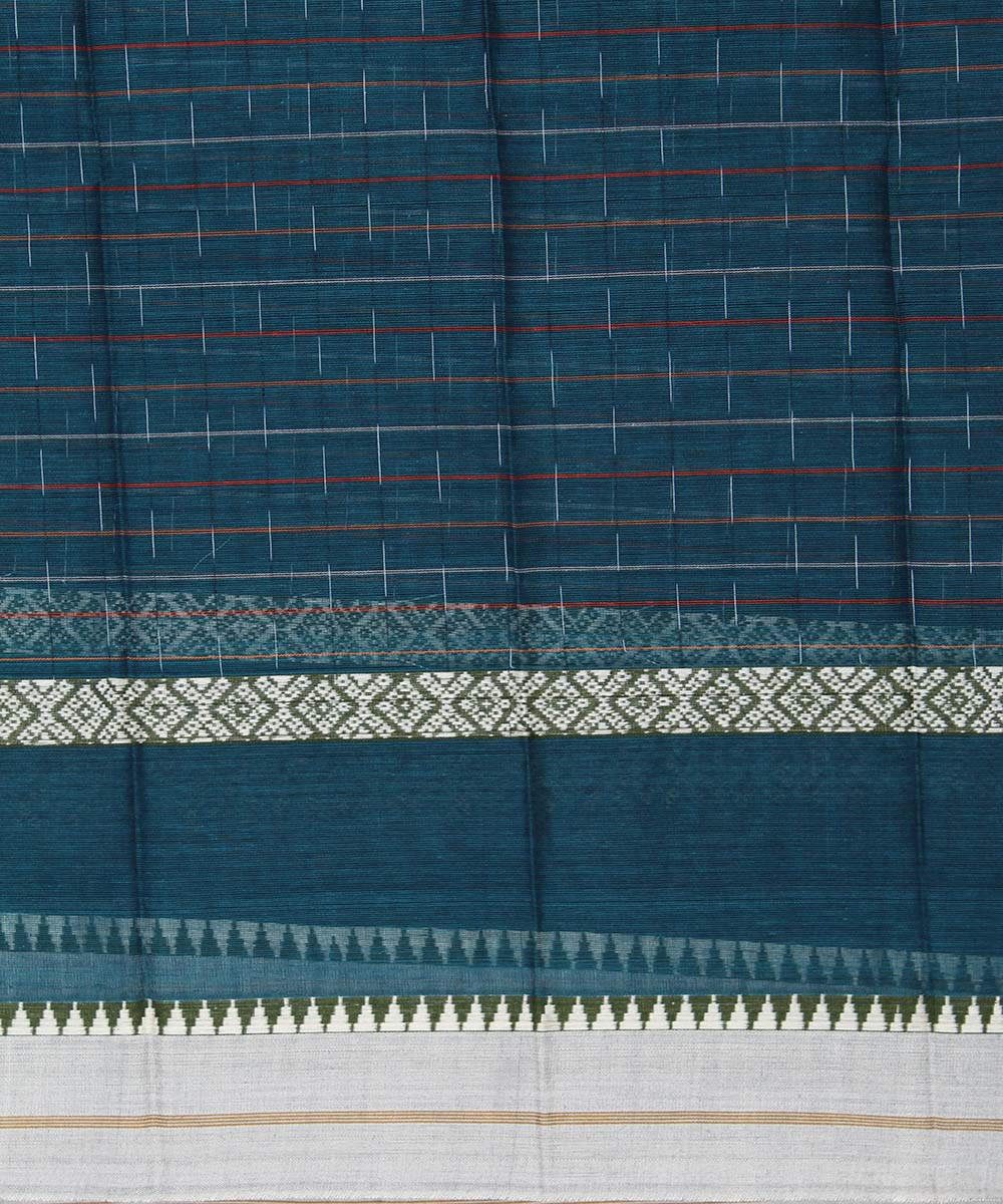 Dark green handloom cotton narayanpet saree