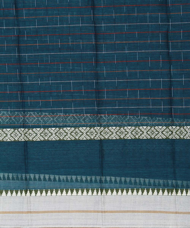 Dark green handloom cotton narayanpet saree