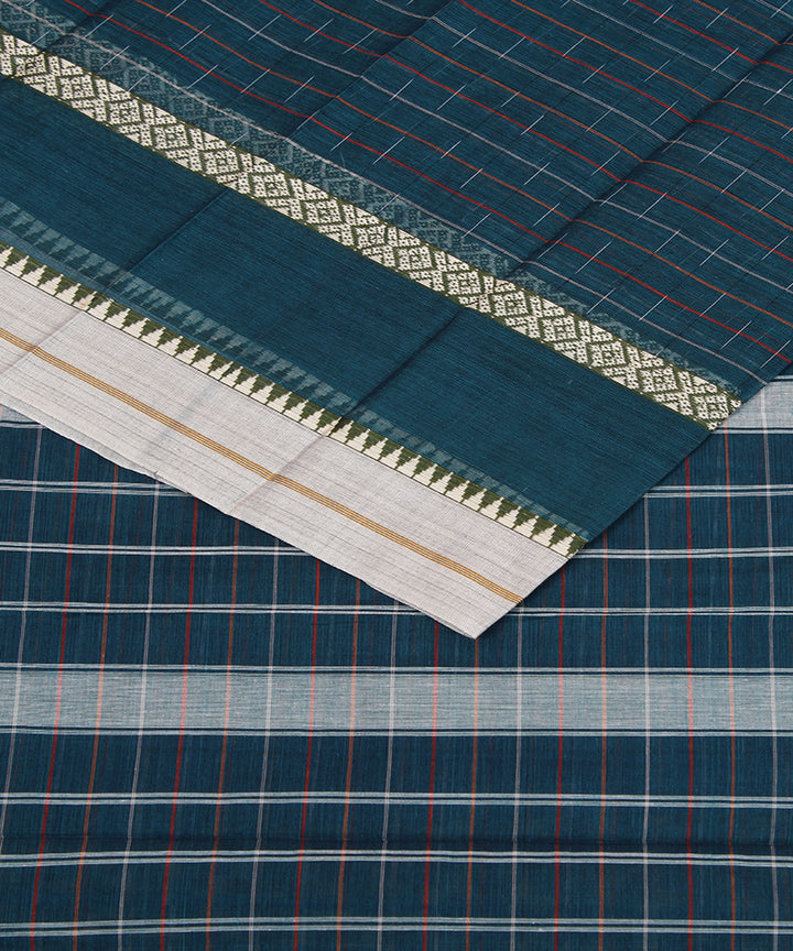 Dark green handloom cotton narayanpet saree