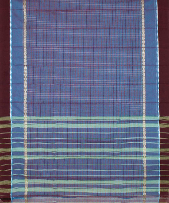 Cyan blue handwoven cotton narayanpet saree