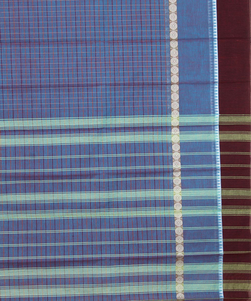 Cyan blue handwoven cotton narayanpet saree