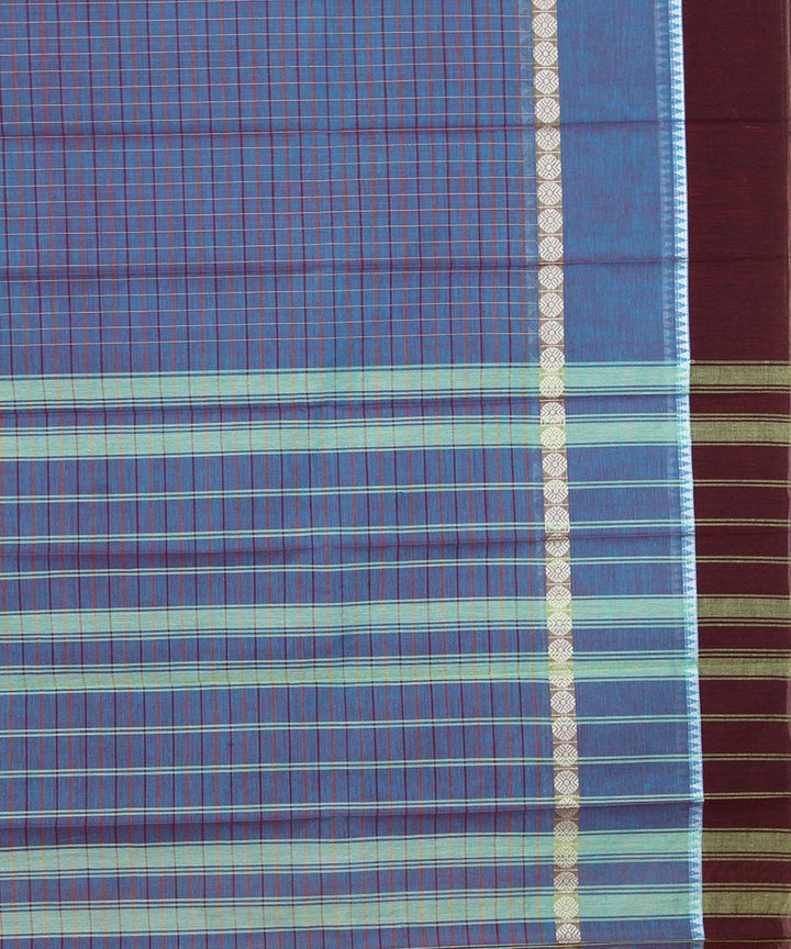 Cyan blue handwoven cotton narayanpet saree