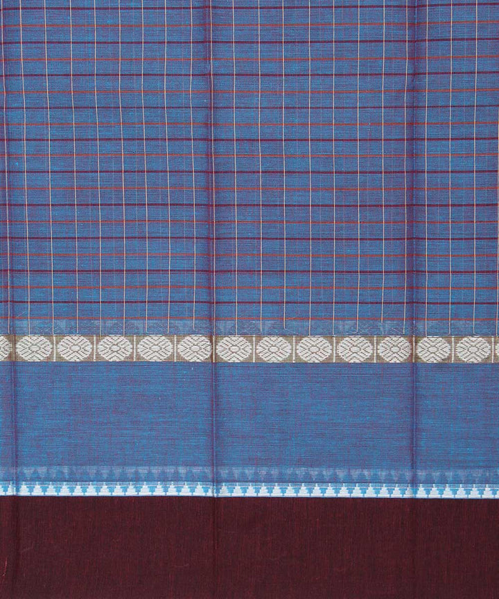 Cyan blue handwoven cotton narayanpet saree