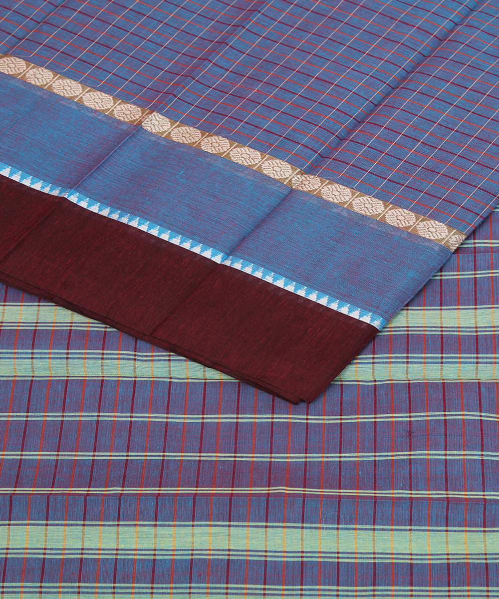 Blue handloom cotton narayanpet saree