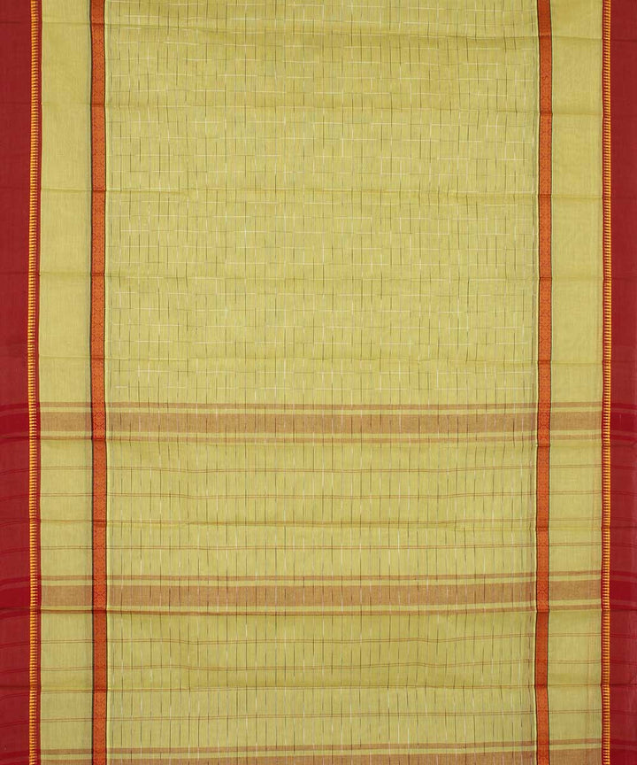 Light yellow handwoven cotton narayanpet saree