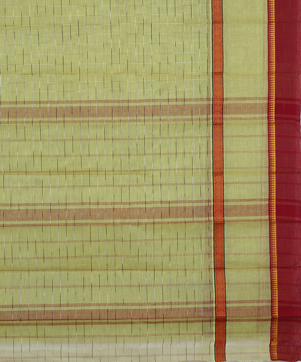 Light yellow handwoven cotton narayanpet saree