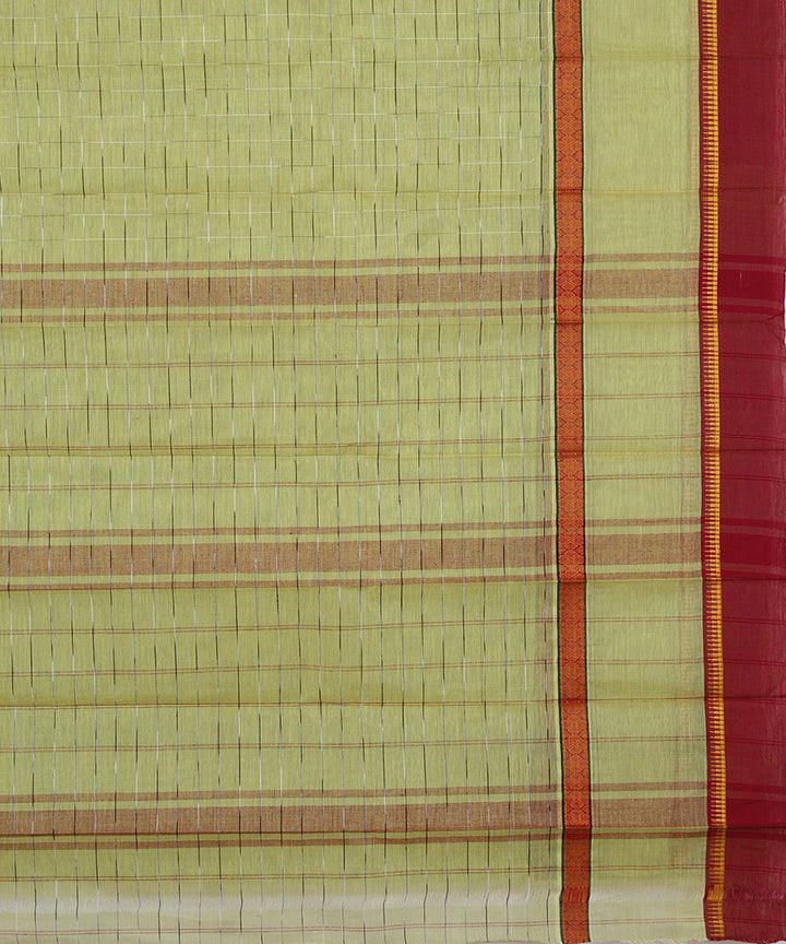 Light yellow handwoven cotton narayanpet saree