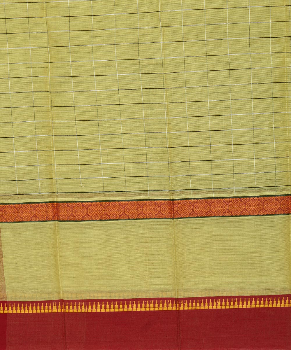 Light yellow handwoven cotton narayanpet saree