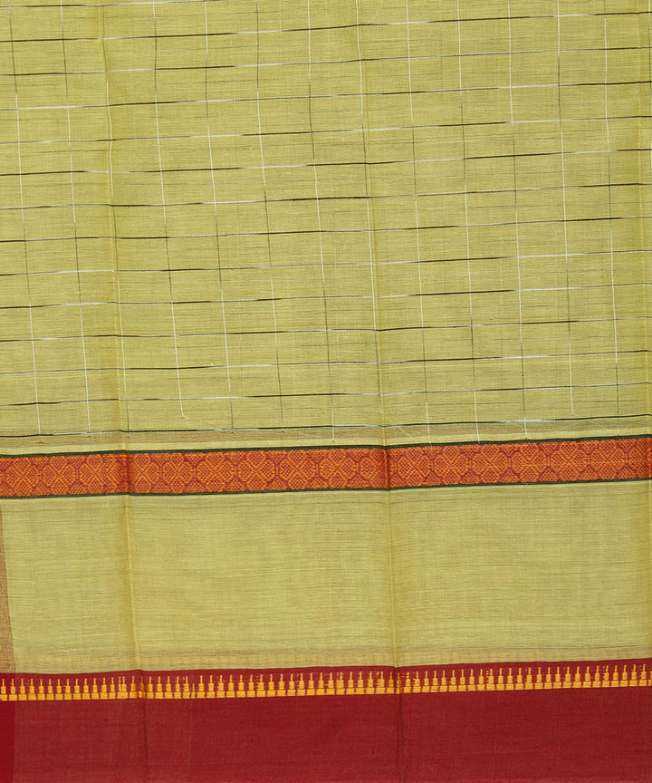 Light yellow handwoven cotton narayanpet saree