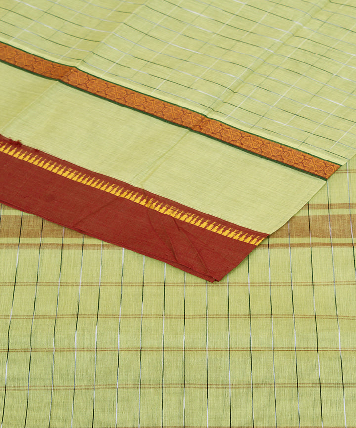 Light yellow handwoven cotton narayanpet saree