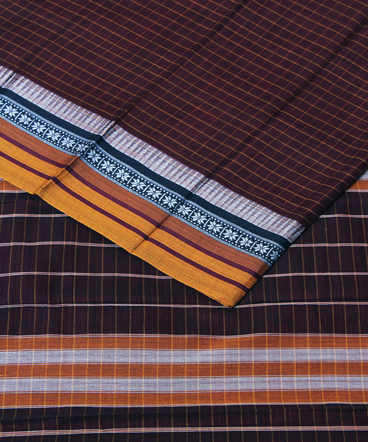 Dark Brown handloom narayanpet cotton sari