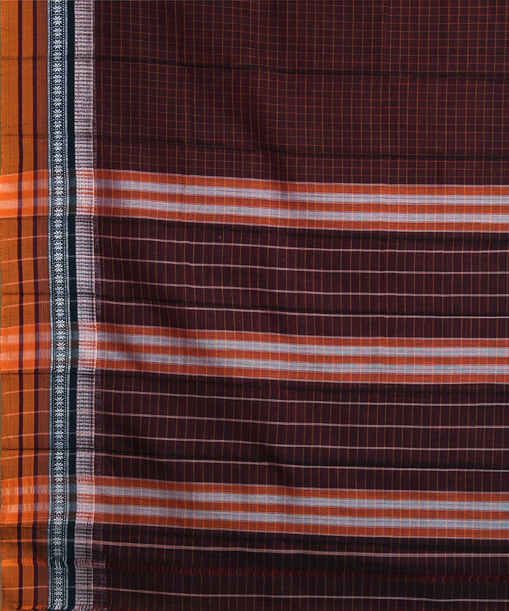 Dark Brown handloom narayanpet cotton sari
