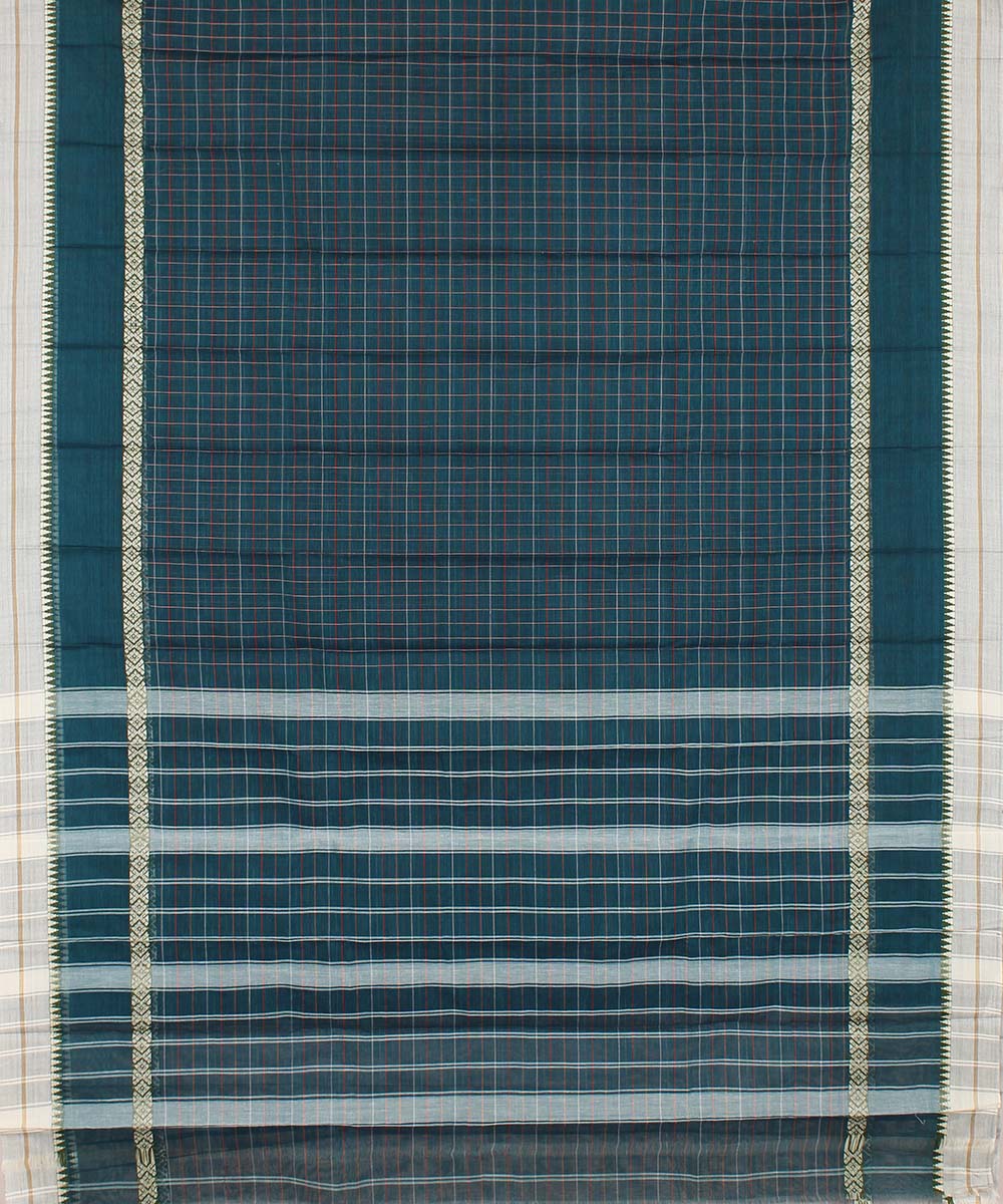 Dark green handwoven cotton narayanpet saree