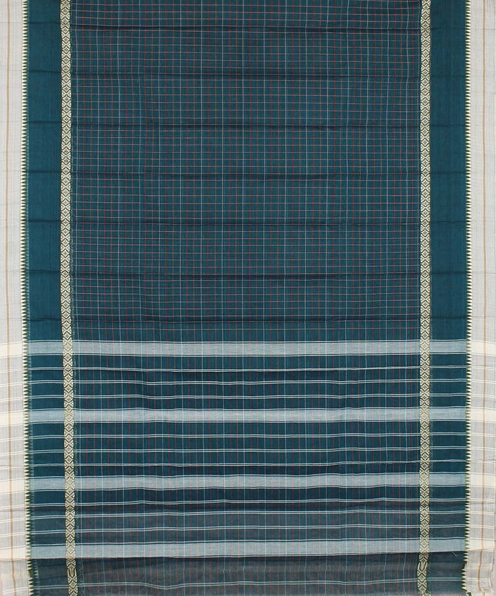 Dark green handwoven cotton narayanpet saree