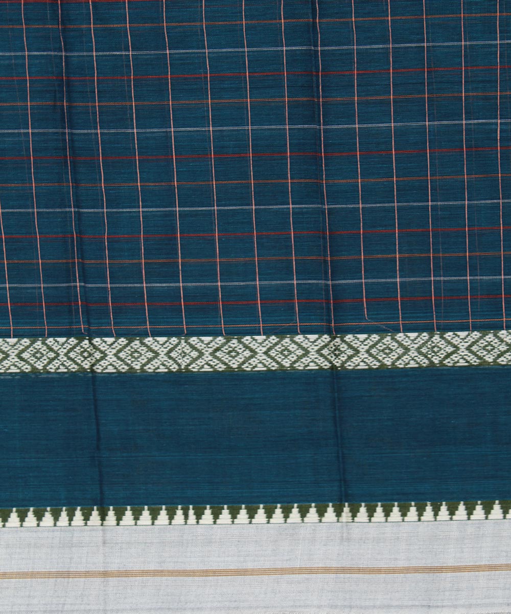 Dark green handwoven cotton narayanpet saree