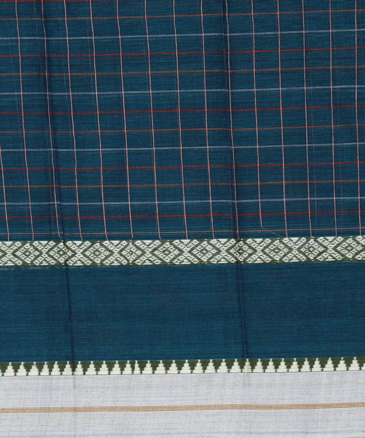 Dark green handwoven cotton narayanpet saree