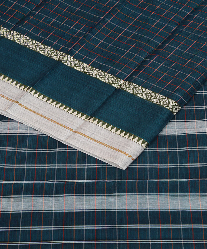 Dark green handwoven cotton narayanpet saree