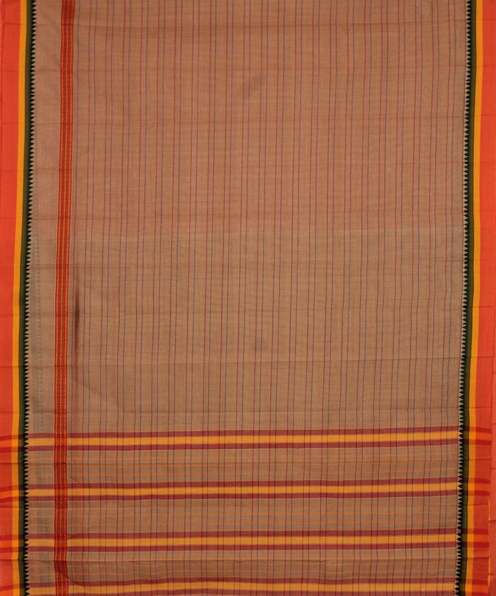 Brown handloom cotton narayanpet saree