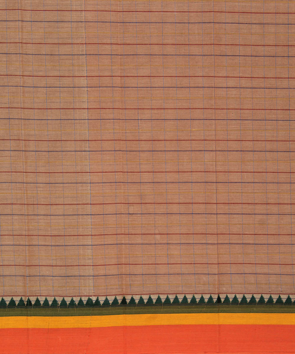 Brown handloom cotton narayanpet saree