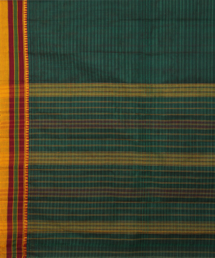 Dark green handwoven narayanpet cotton sari