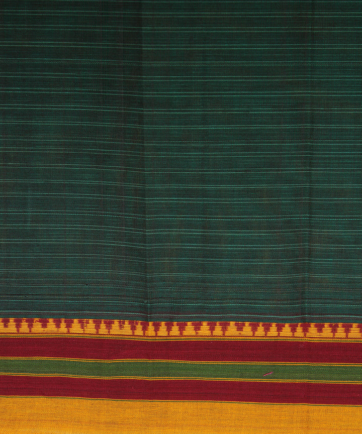 Dark green handwoven narayanpet cotton sari