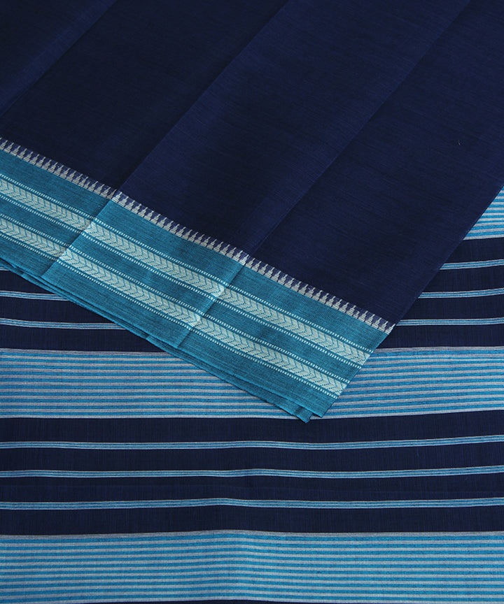 Blue handwoven narayanpet cotton sari