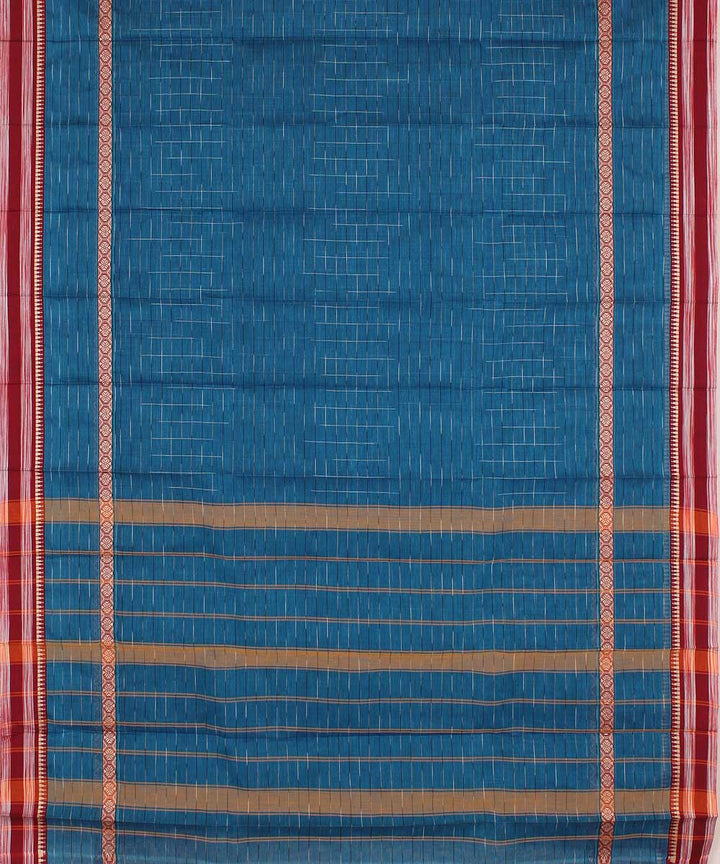 Blue handwoven cotton narayanpet saree