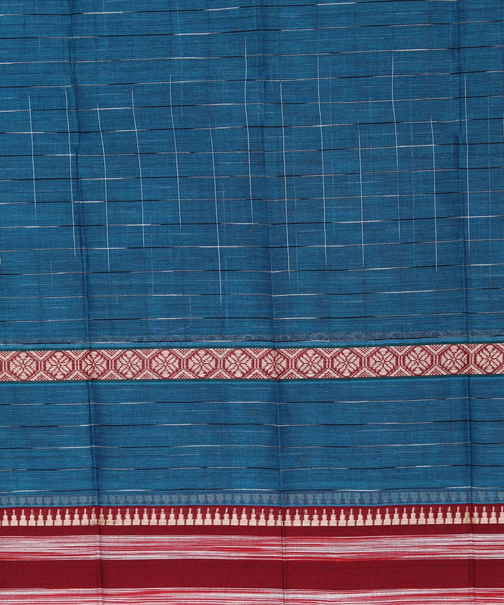 Blue handwoven cotton narayanpet saree