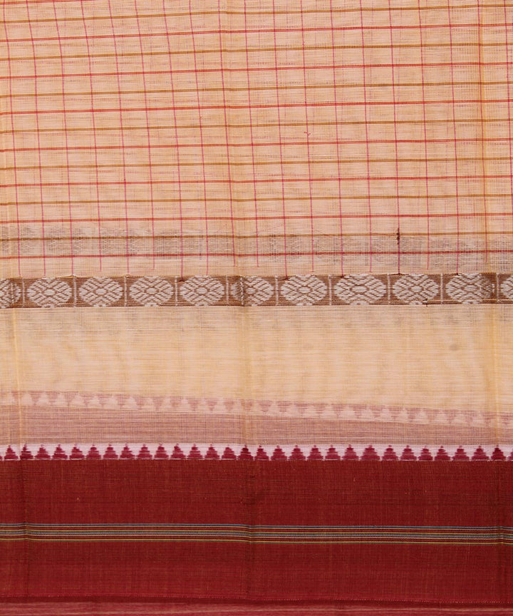 Cream handwoven cotton narayanpet saree