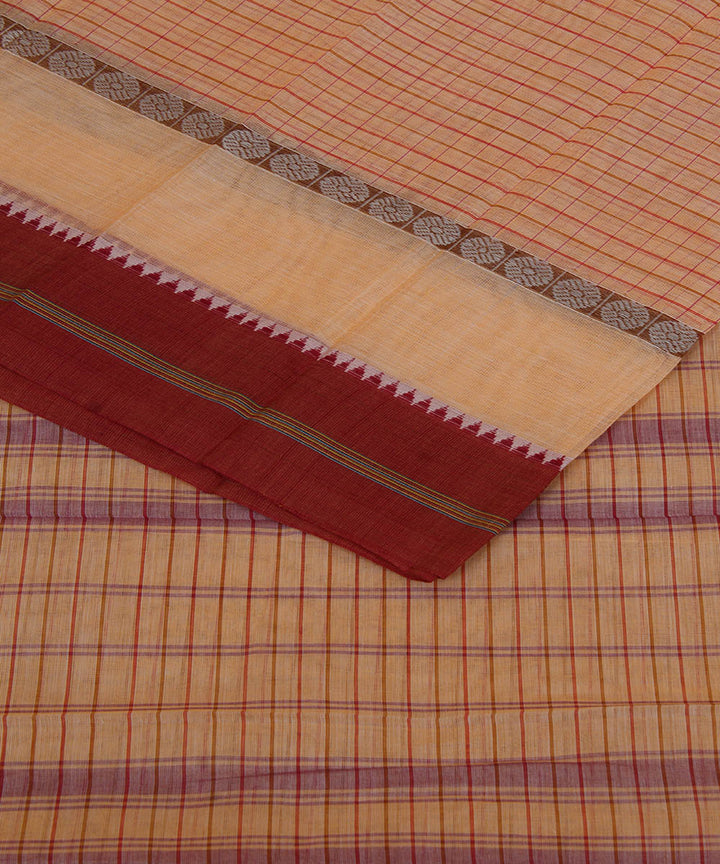 Cream handwoven cotton narayanpet saree