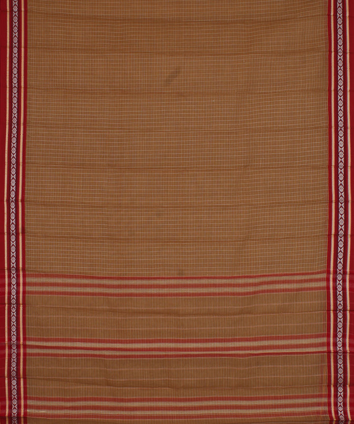 Brown hand woven cotton narayanpet saree