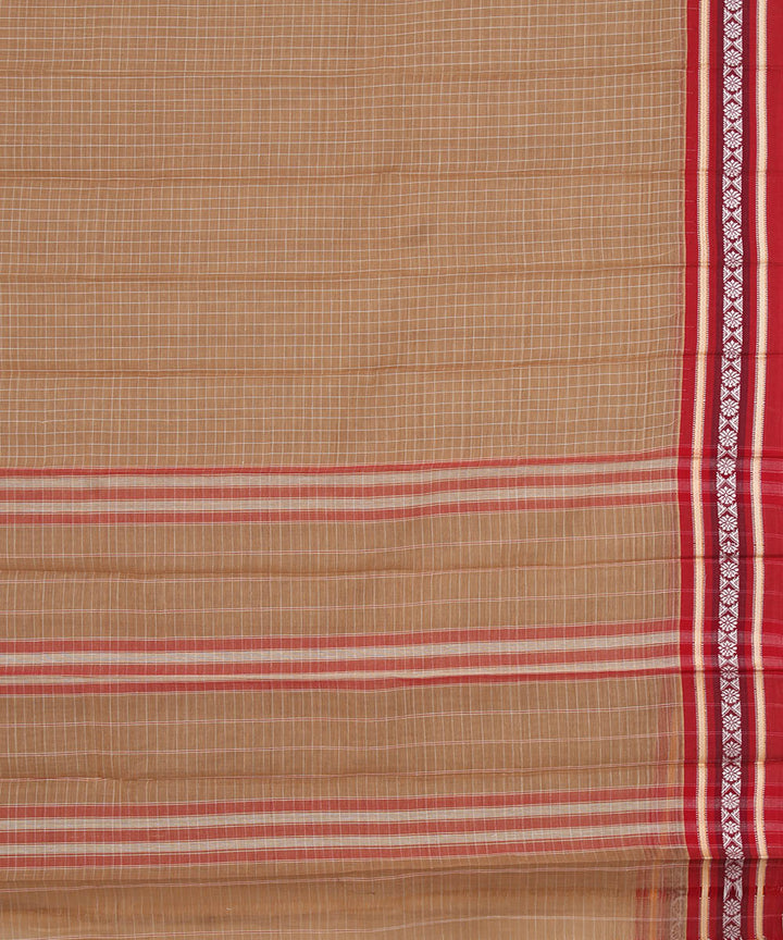 Brown hand woven cotton narayanpet saree