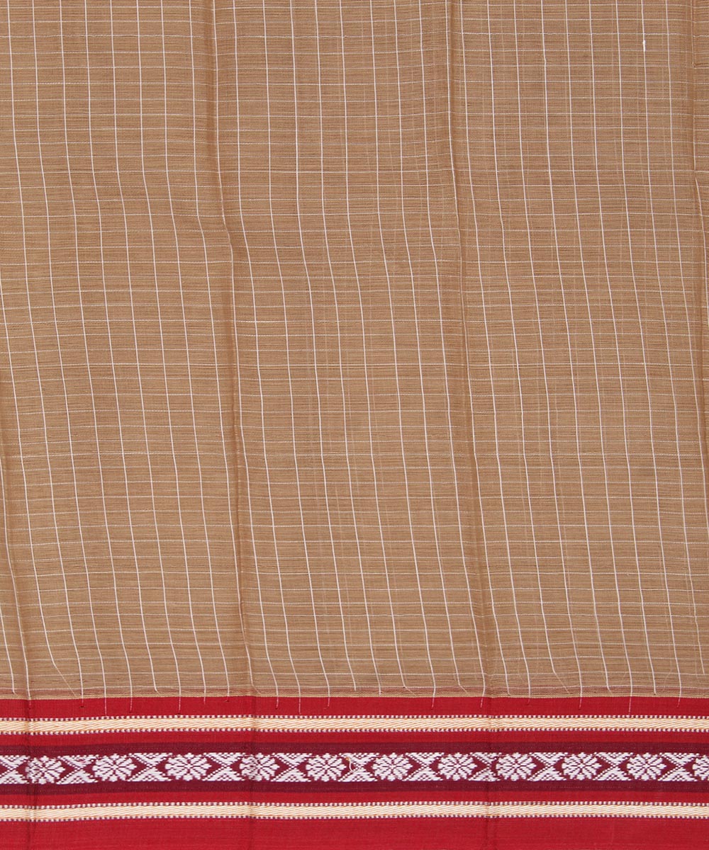 Brown hand woven cotton narayanpet saree