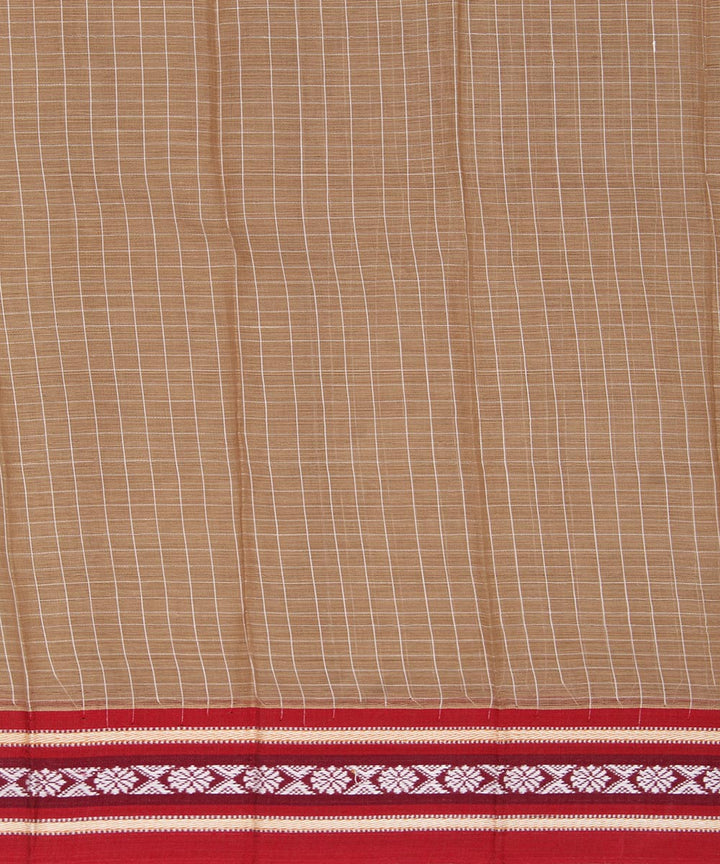 Brown hand woven cotton narayanpet saree