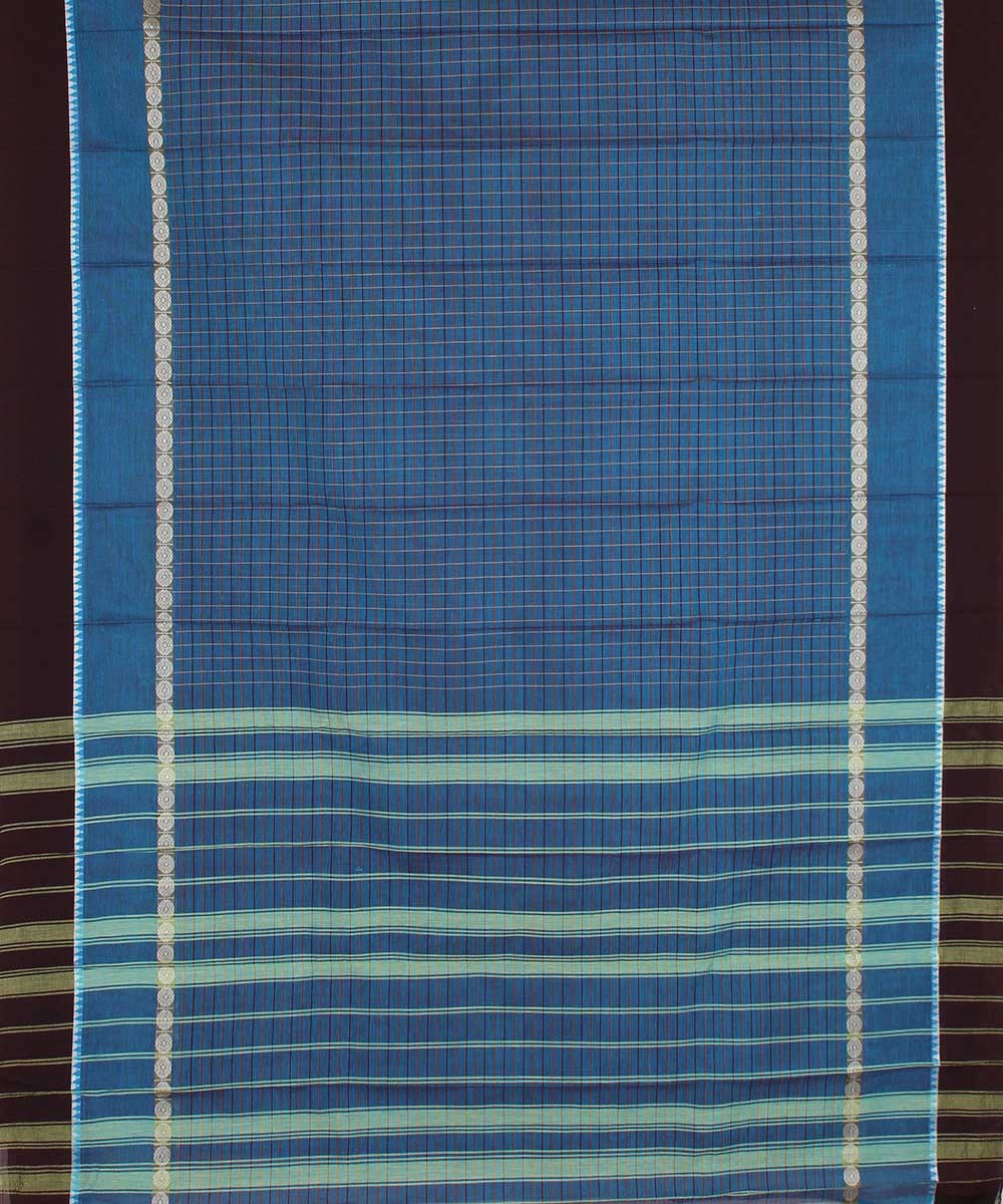 Sky blue handwoven cotton narayanpet saree