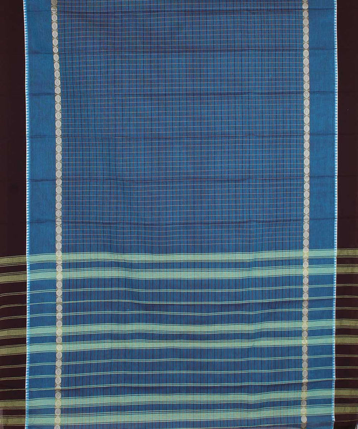 Sky blue handwoven cotton narayanpet saree