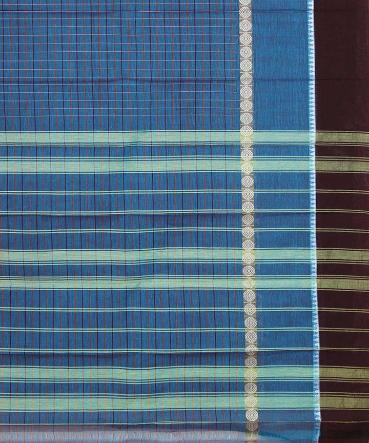 Sky blue handwoven cotton narayanpet saree