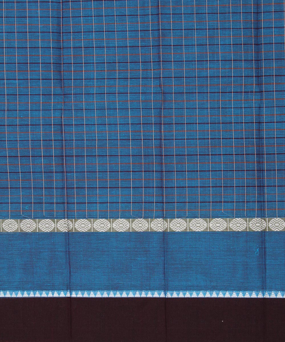 Sky blue handwoven cotton narayanpet saree