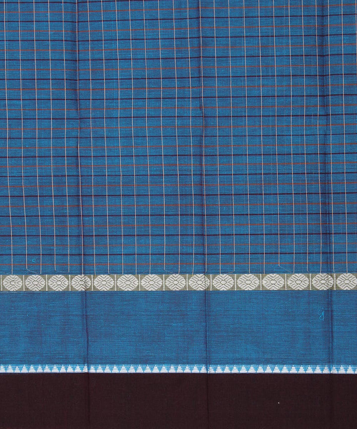 Sky blue handwoven cotton narayanpet saree