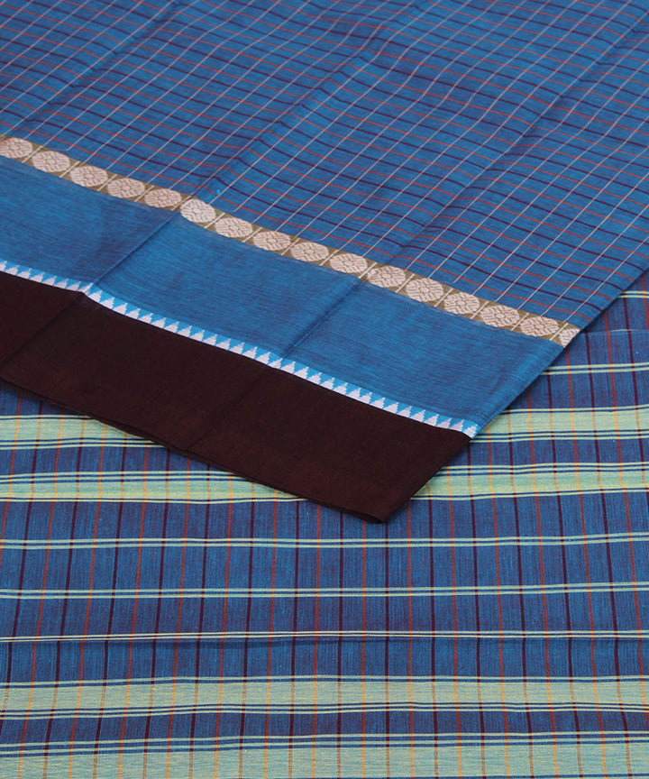 Sky blue handwoven cotton narayanpet saree