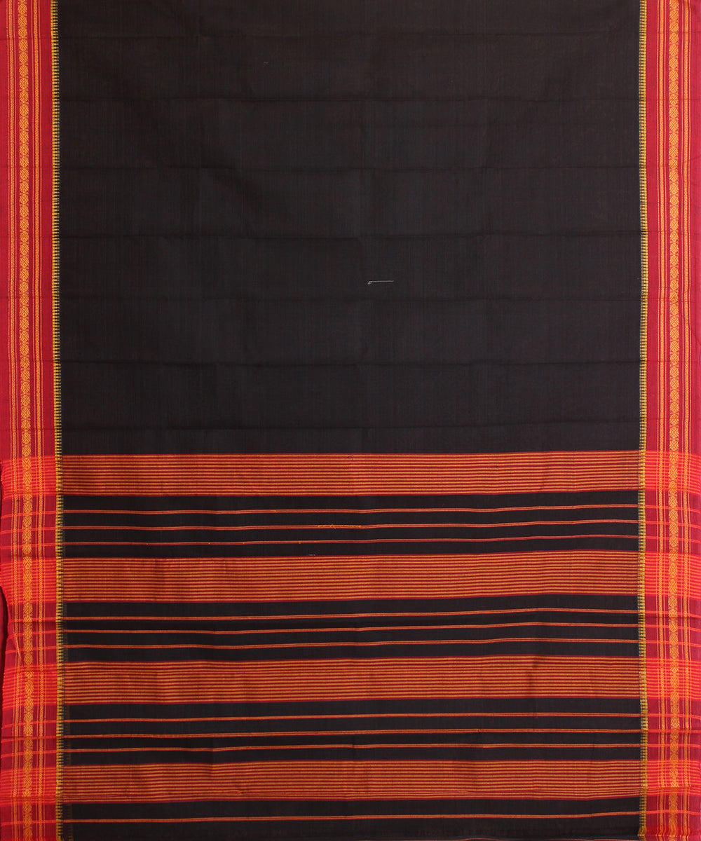 Black handloom narayanpet cotton sari