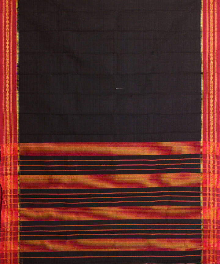 Black handloom narayanpet cotton sari