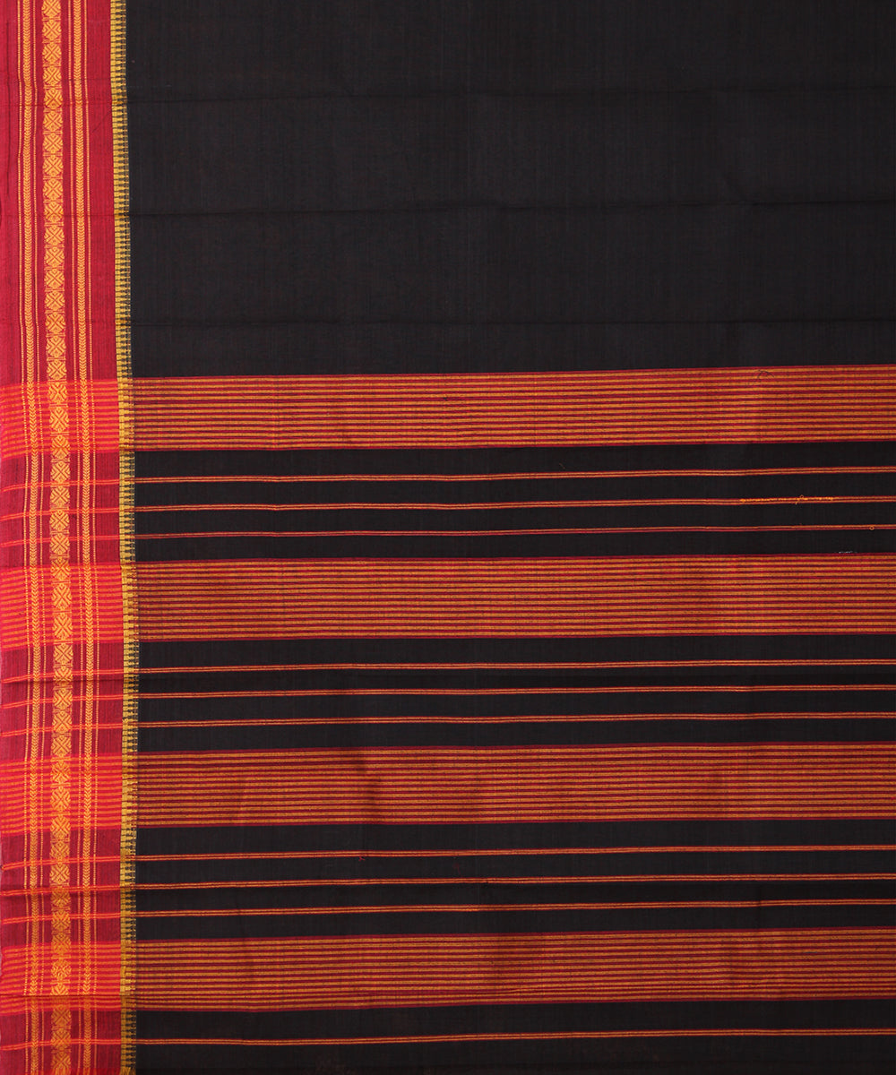 Black handloom narayanpet cotton sari