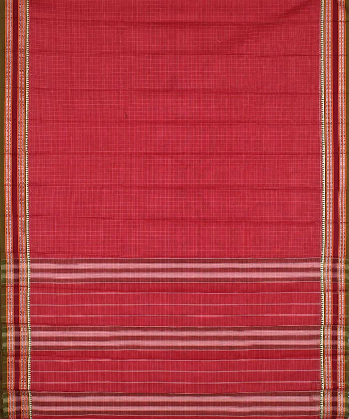 Pink handwoven cotton narayanpet saree