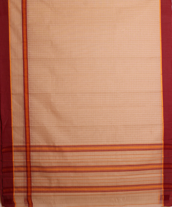 Cream hand loom narayanpet cotton sari