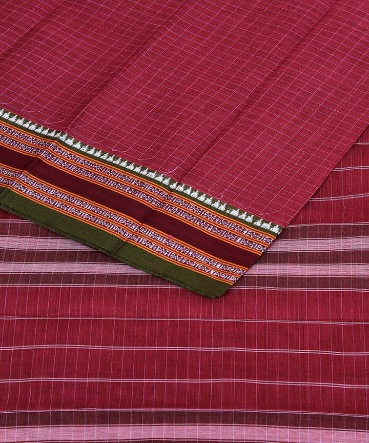 Pink handwoven cotton narayanpet saree