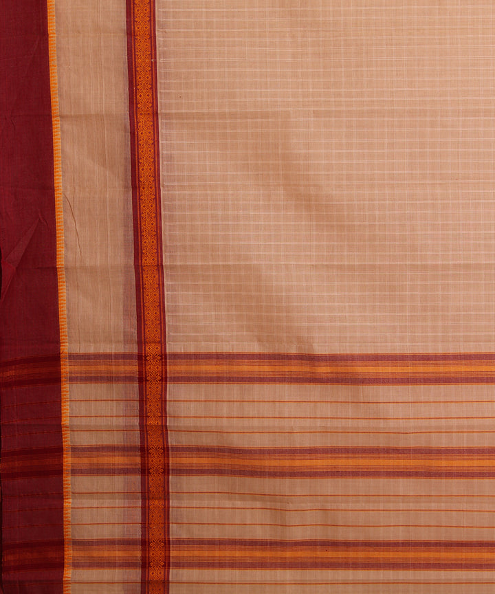 Cream hand loom narayanpet cotton sari