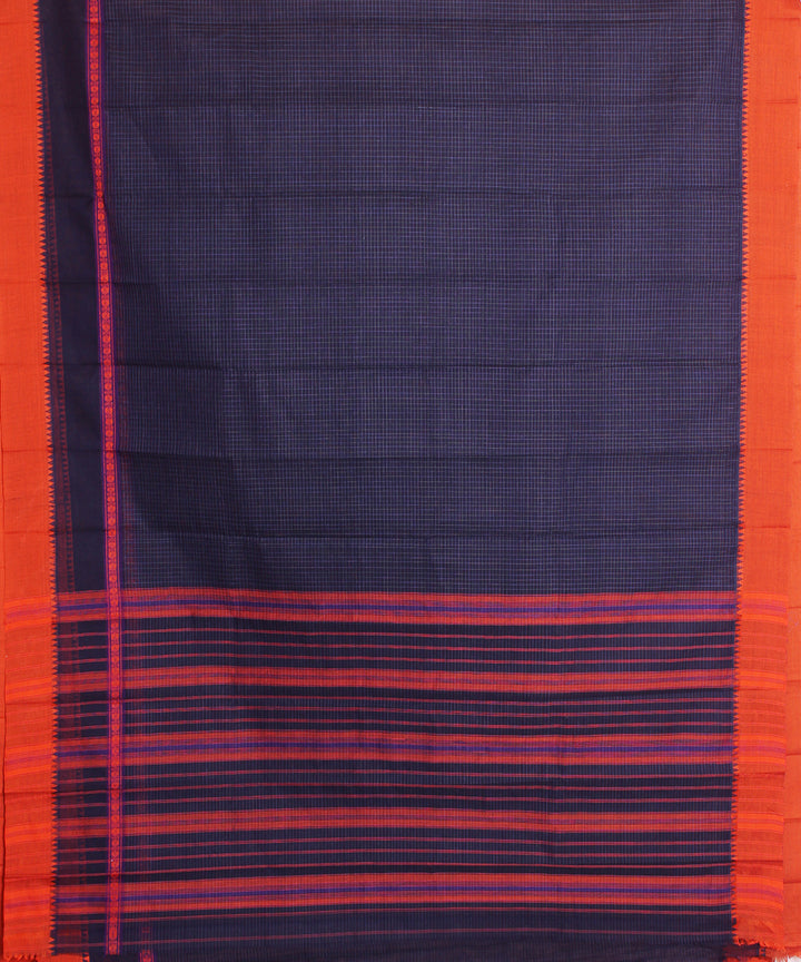 Navy blue handloom narayanpet cotton sari