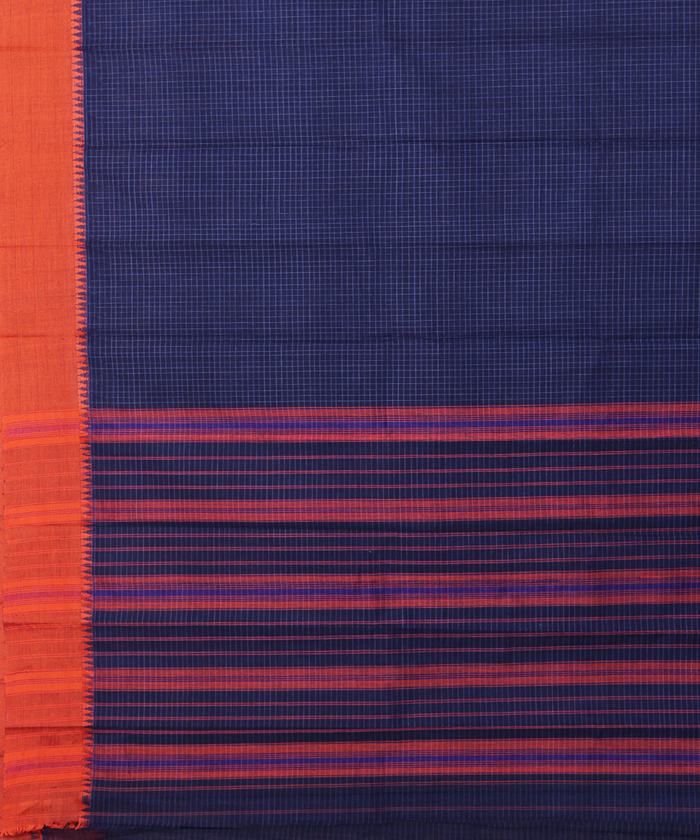 Navy blue handloom narayanpet cotton sari