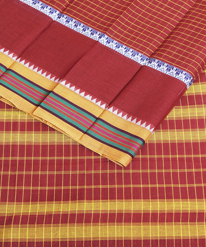 Red hand loom narayanpet cotton sari